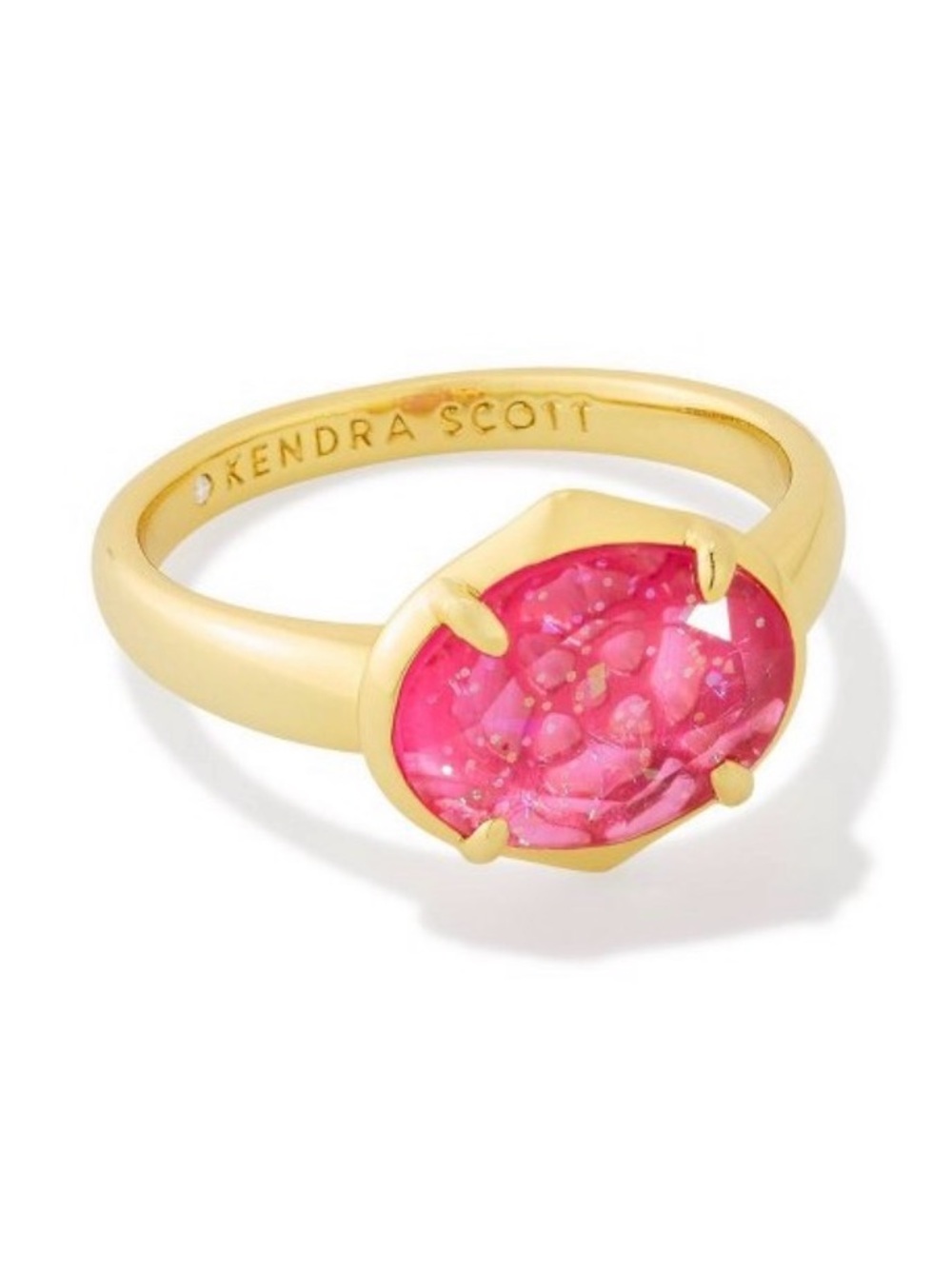 Kendra Scott Gold Ring with Hot Pink Oval Stone